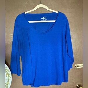 TruHearts Royal Blue 3/4 Length Sleeve Top